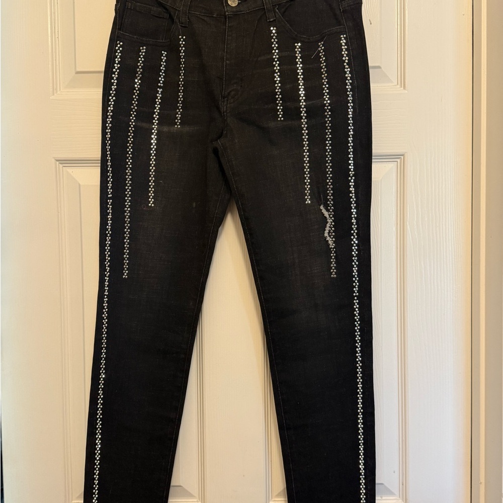 Stylish Black Jeans with Silver Accents